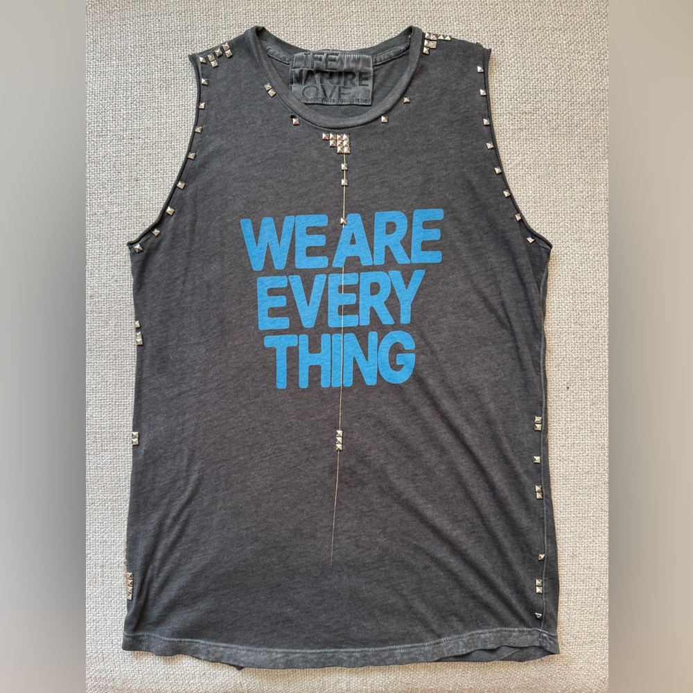 Freecity “We Are Everything” studded, sleeveless, cotton tank